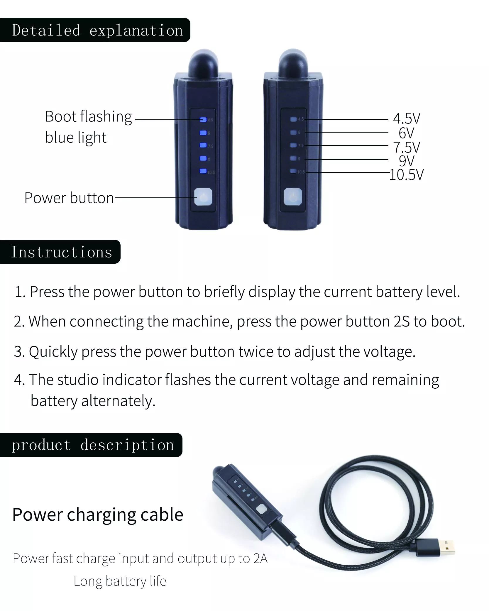Wireless Tattoo Power Supply Portable Power Bank for Tattoo Machine