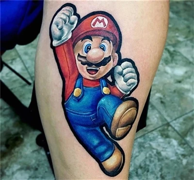 Mario Bross Tattoo Done By @nacho_serrano_2012 From Argentina With #sparkcart...