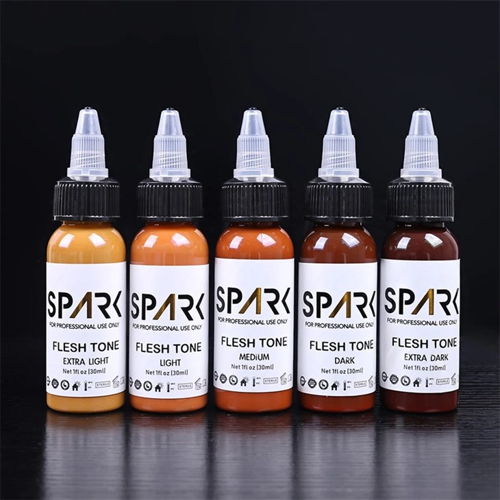 Skin Color Set 1OZ 5 Pieces Leadfree Tattoo Ink Spark Tattoo Ink Professional Tattoo Ink Cover Ups Blending And Cosmetic Tattoos
