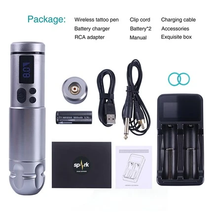 2 Batteries Spark Tattoo Machine Wireless Professional Tattoo Supply