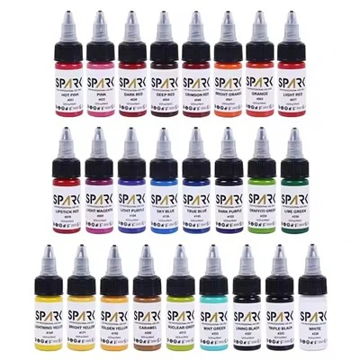 50 Color Set Spark Wholesale Organic Best Pigment 1 Oz 30 ML Disposable Professional Bottle Makeup Temporary Ink Tattoo