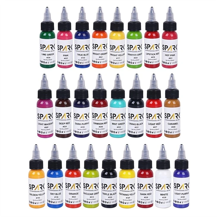 25 Color Set Spark Tattoo Ink Set Professional Tattoo Ink Display Leadfree Tattoo Ink