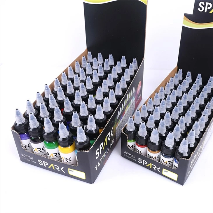 50 Color Sets Tattoo Ink Real Dark Gloss Black Spark Tattoo Ink