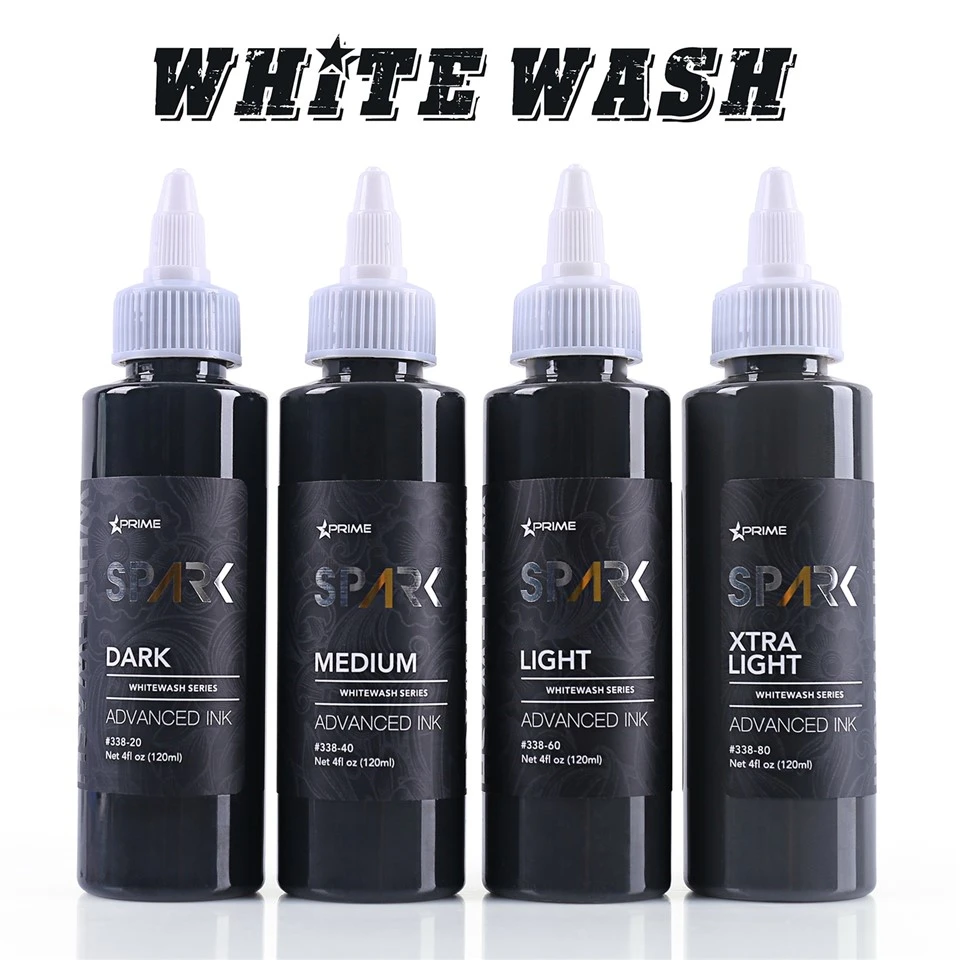 Spark Whitewash Tattoo Ink - 4 Oz Bottle Set